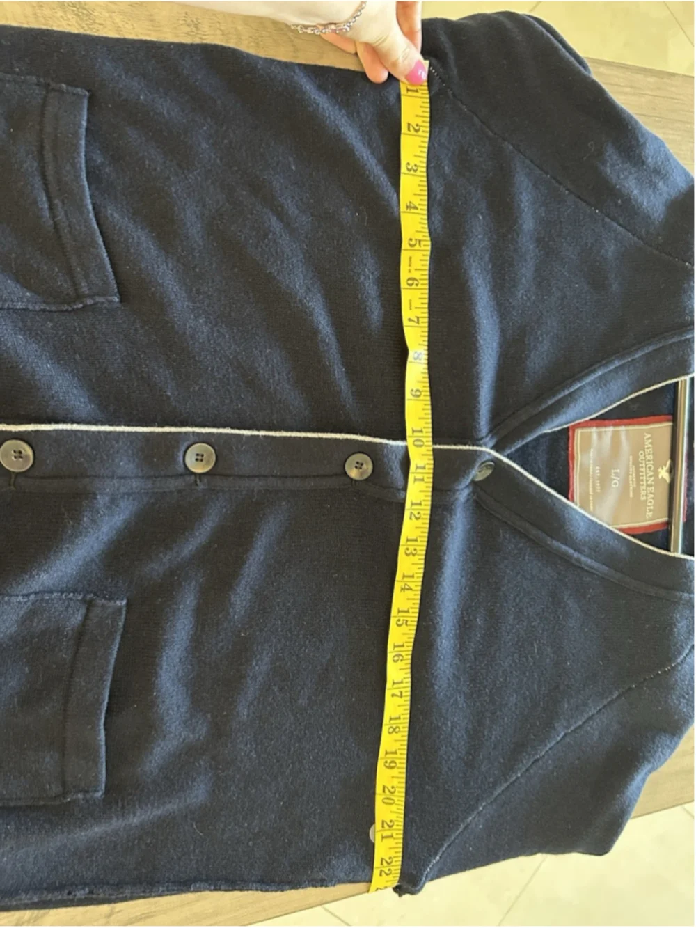 NEW! AMERICAN EAGLE Vintage Cardigan Sweater Navy Blue Cotton Wool Button Size L